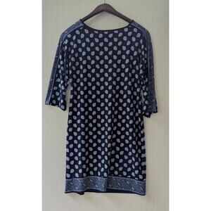 Michael Kors Women's Blue/Brown Paisley Long Sleeve Shift Dress - XS